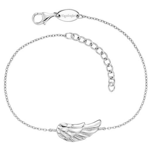 Engelsrufer erb-flywing - bracciale da donna in argento sterling con ciondolo a forma di ali e chiusura a moschettone, lunghezza regolabile, dimensioni: 17 + 3 cm, senza nichel, colore: nero, eine