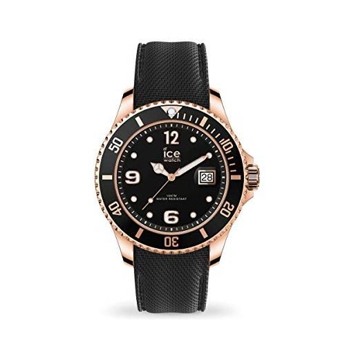 Ice-watch ice steel black rose gold orologio nero da uomo con cinturino in silicone, 017327 (extra large)