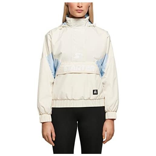 STARTER BLACK LABEL giacca a vento da donna starter colorblock con mezza zip giacca da donna, bianco pallido/blu ghiaccio, s