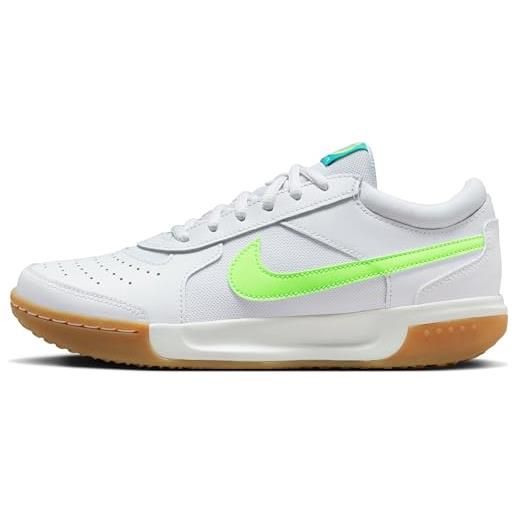 Nike court air zoom lite 3, sneaker donna, white lime blast teal nebula, 40 eu