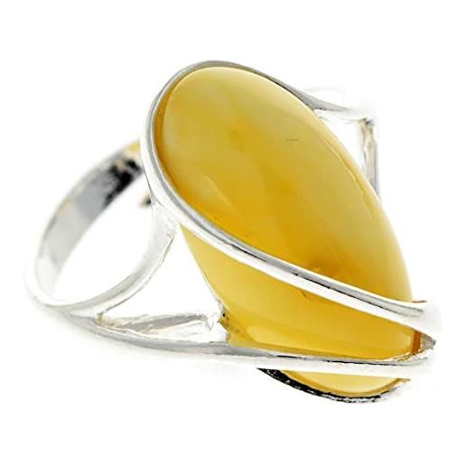 SilverAmber Jewellery anello regolabile grande in argento sterling 925 e ambra crema baltica - gl423la