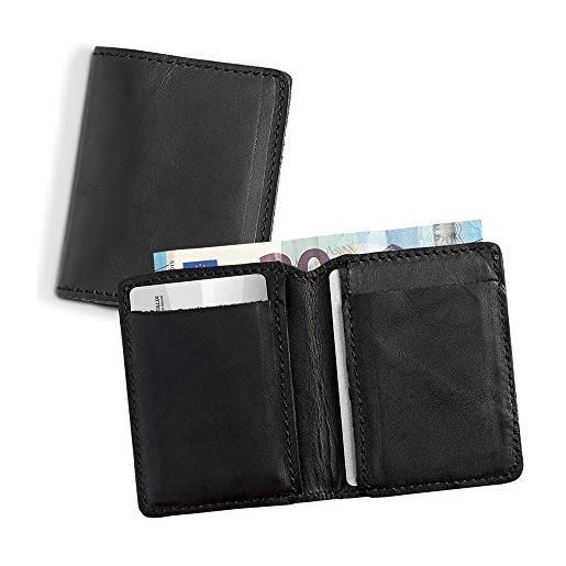 EGOIST - compact portamonete i lunghezza 10 cm i portafoglio & portadocumenti i vera pelle i accessorio raffinato i alta qualità i tascabile - nero