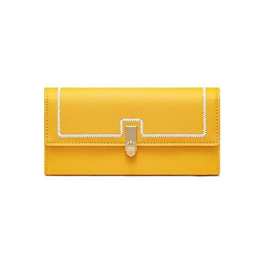 Dieffematicq portafoglio donna brand women wallets buckle design long wallet female leather purse id card holder women purses ladies clutch phone (color: yellow)