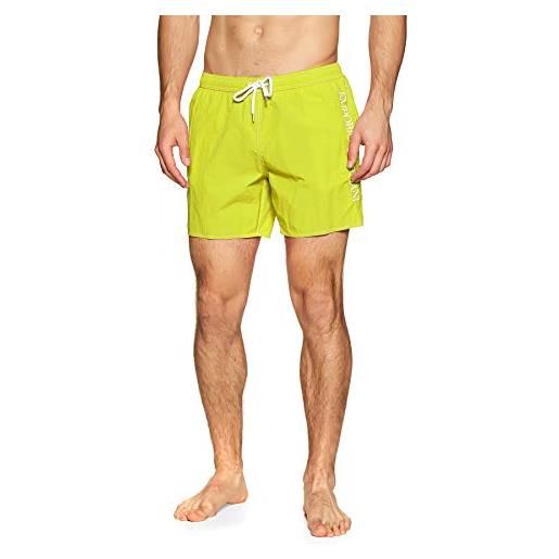 Emporio Armani swimwear boxer beachwear embroidery logo costume da bagno, giallo (sole 02660), medium (taglia unica: 50) uomo
