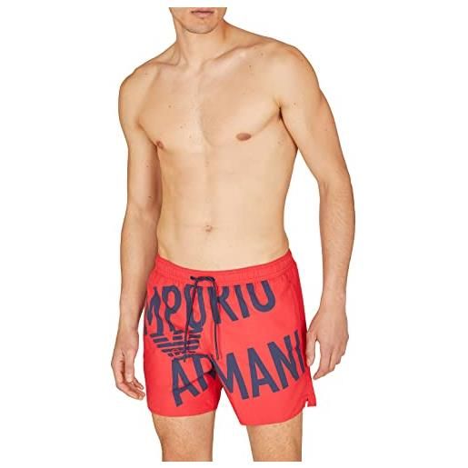 Emporio Armani boxer bold logo, costume da bagno uomo, logo blu/verticale, 56