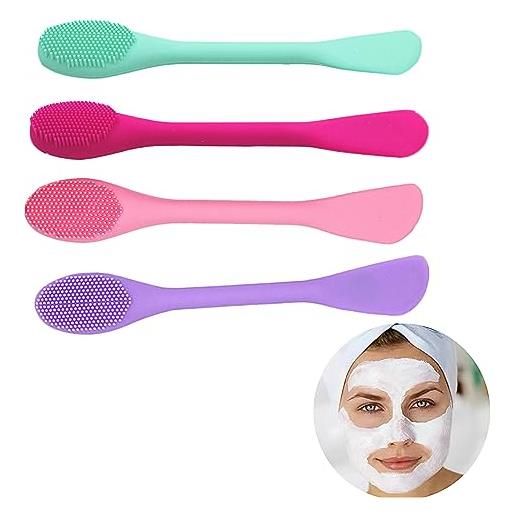SHMLY 4 pezzi pennello per maschera facciale in silicone, applicatore per maschera facciale, pennello viso morbido, per l'applicazione fai da te del film del fango, labbra di pulizia, viso