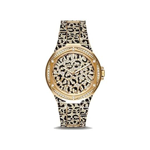 Michael Kors orologio per le donne, movimento a tre lancette lennox, orologio in acciaio inossidabile, glitter nero e oro