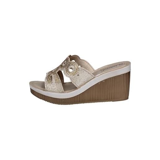 inblu ciabatte donna estive comode pantofole tacco zeppa scarpe slip on brillantini eleganti as0031 (bianco, 37)
