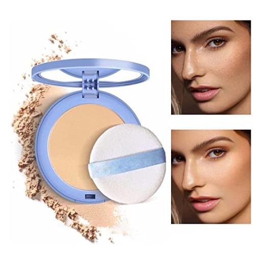 ZBYCYZ oil control face pressed powder, matte smooth setting powder makeup, control shine & smooth complexion, creates a flawless and lightweight makeup, portable face powder compact (02natural beige)