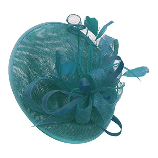 Caprilite teal turchese mix colour sinamay grande disco piattino fascinator cappello per donne matrimoni fascia foglia di t taglia unica