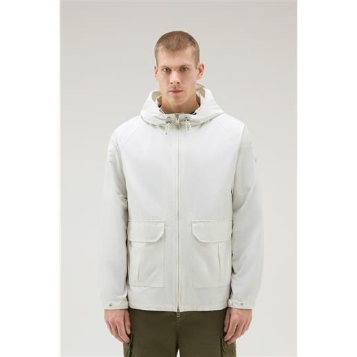 Woolrich uomo giacca cruiser in ramar cloth con cappuccio bianco taglia xl