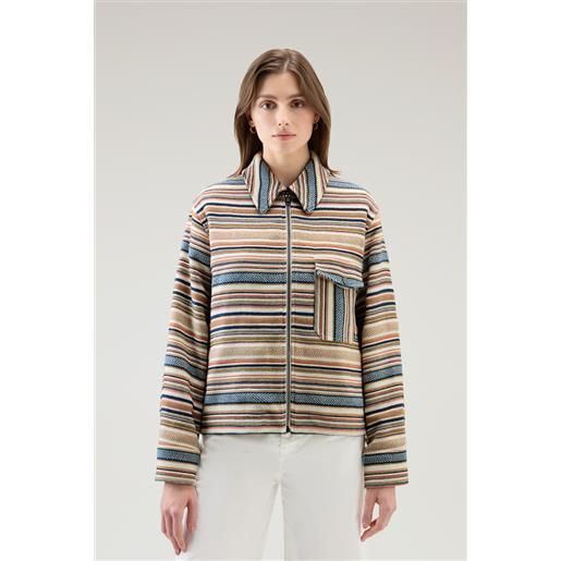 Woolrich donna giacca a camicia gentry in misto cotone riciclato manteco multicolore taglia xxs
