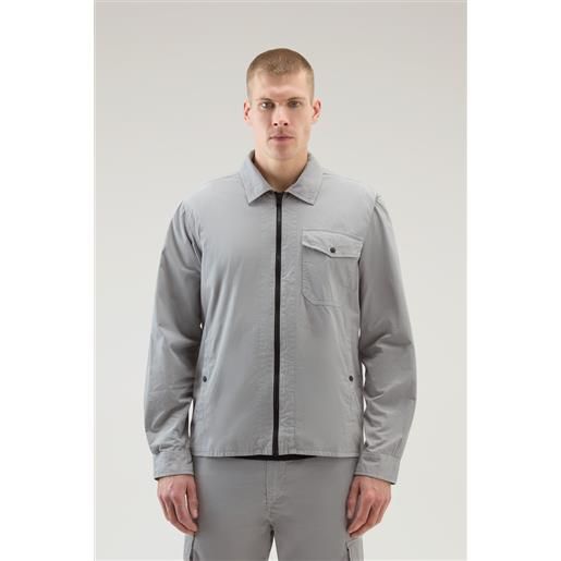 Woolrich uomo giacca a camicia tinta in capo in puro cotone grigio taglia 3xl