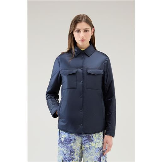 Woolrich donna giacca a camicia imbottita in pertex quantum riciclato blu taglia xs