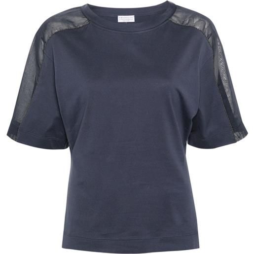 Brunello Cucinelli t-shirt con dettaglio monili - blu