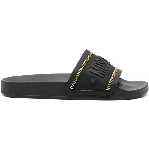 Moschino sandali slides con logo goffrato - nero