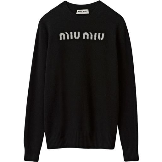Miu Miu maglione con effetto jacquard - nero