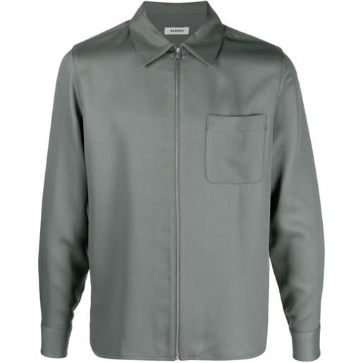 SANDRO giacca-camicia con colletto a punta - grigio