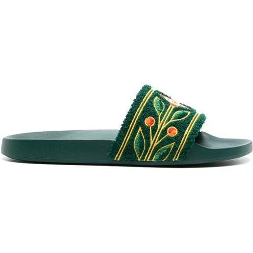 Casablanca sandali slides con ricamo - verde
