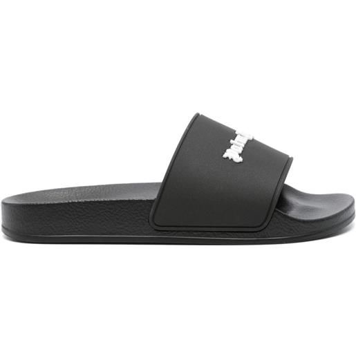 Palm Angels sandali slides con logo goffrato - nero