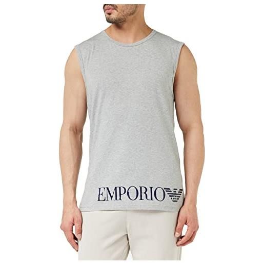 Emporio Armani maglietta da uomo shiny big logo t-shirt, chiaro grigio melange, m