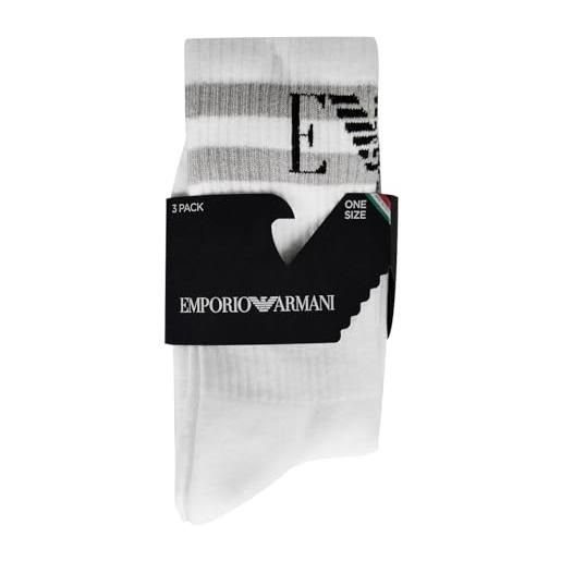 Emporio Armani men's sporty 3-pack short sock, confezione da calzini corti uomo, bianco (white), taglia unica