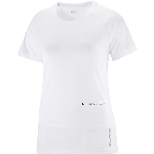 Salomon - t-shirt tecnica leggera e traspirante - cross run tee ss gfx w white per donne - taglia xs, s, m, l - bianco