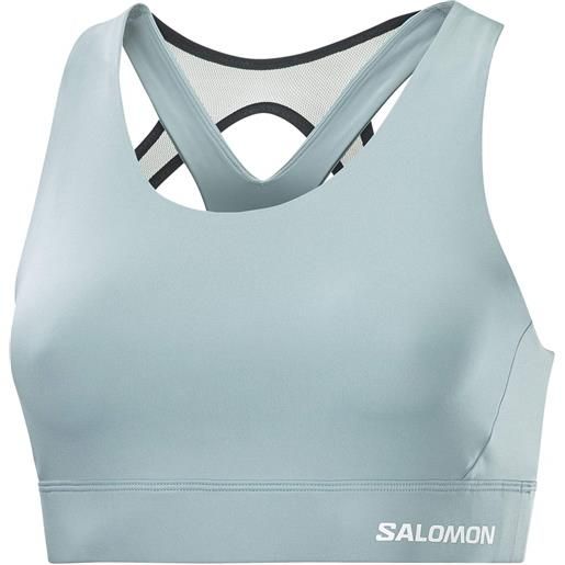 Salomon - reggiseno sportivo bi-materiale - cross run bra w arona/deep black per donne - taglia xs, s, m, l - blu