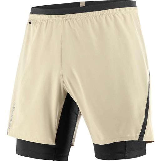 Salomon - shorts tecnici e comodi - cross twinskin shorts m white pepper per uomo - taglia m, l, xl - beige