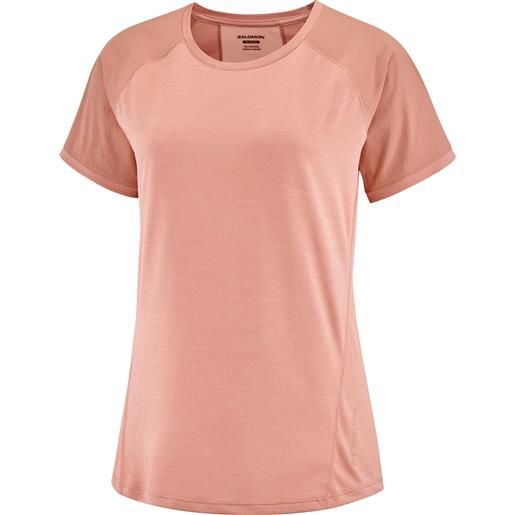 Salomon - t-shirt da escursionismo traspirante - outline ss tee w light mahogany per donne - taglia s, m, l, xl - rosa