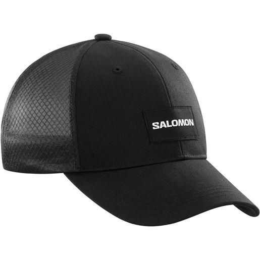 Salomon - cappellino con visiera curva - cap trucker curved cap deep black/deep black - taglia m\/l, l\/xl - nero