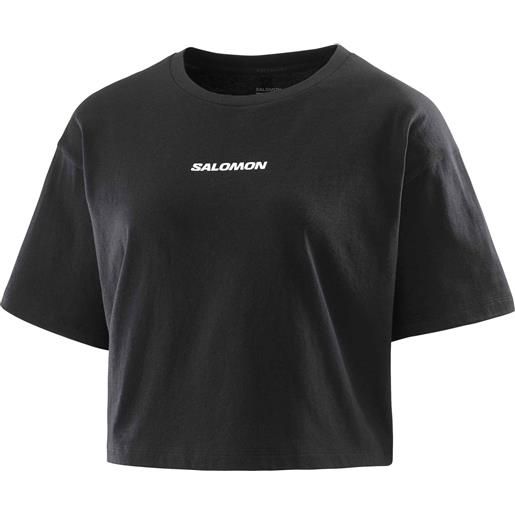 Salomon - t-shirt corta - logo twist ss tee w deep black per donne in cotone - taglia s, m, l - nero