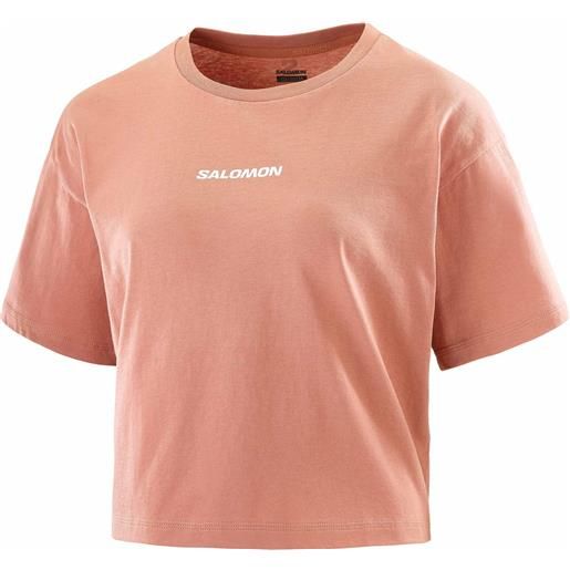 Salomon - t-shirt corta - logo twist ss tee w light mahogany per donne in cotone - taglia xs, s, m, l - rosa