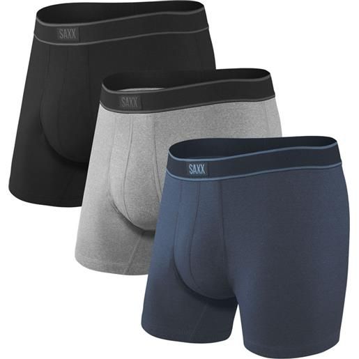 Saxx Underwear - confezione da 3 comodi boxer - daytripper bb fly 3pk black grey navy per uomo - taglia s, m, l, xl, xs - nero