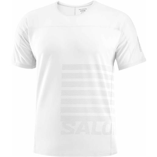 Salomon - maglietta a maniche corte ultraleggera - sense aero ss tee gfx m white/frost gray per uomo - taglia s, m, l, xl - bianco