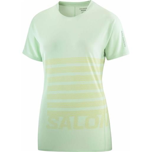 Salomon - t-shirt ultraleggera a maniche corte - sense aero ss tee gfx w aqua foam/sulphur spring per donne - taglia xs, s, m, l - verde