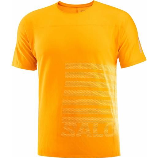 Salomon - maglietta a maniche corte ultraleggera - sense aero ss tee gfx m zinnia white per uomo - taglia s, m, l, xl - arancione