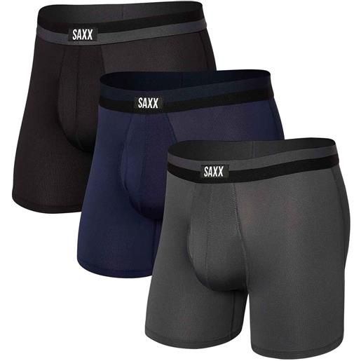 Saxx Underwear - set 3 boxer versatili - sport mesh bb fly 3pk black navy graphite per uomo - taglia s, m, l, xl - nero