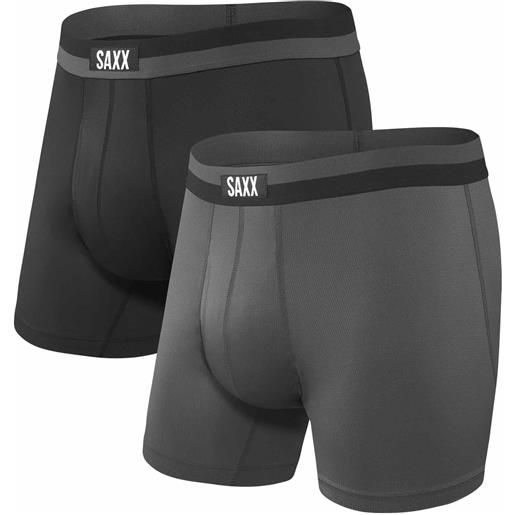 Saxx Underwear - confezione da 2 boxer multiuso da uomo - sport mesh boxer brief fly 2pk black graphite per uomo - taglia s, m, l, xl - nero