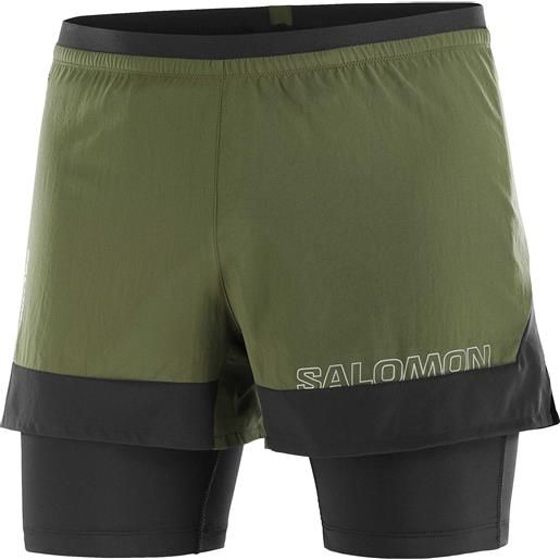 Salomon - shorts con boxer integrati - cross 2in1 shorts m grape leaf/deep black per uomo - taglia m, l, xl - kaki