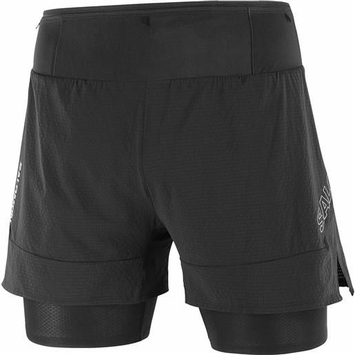 Salomon - pantaloncini da trail - sense 2in1 shorts m deep black per uomo in silicone - taglia l, xl - nero