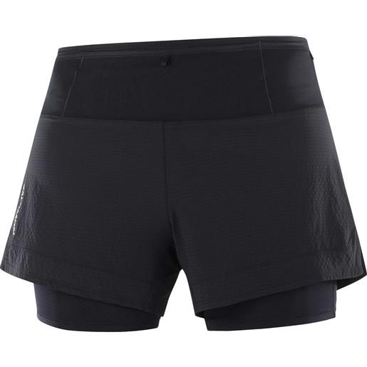 Salomon - shorts da trail - sense aero 2in1 short w deep black per donne in silicone - taglia xs, m - nero