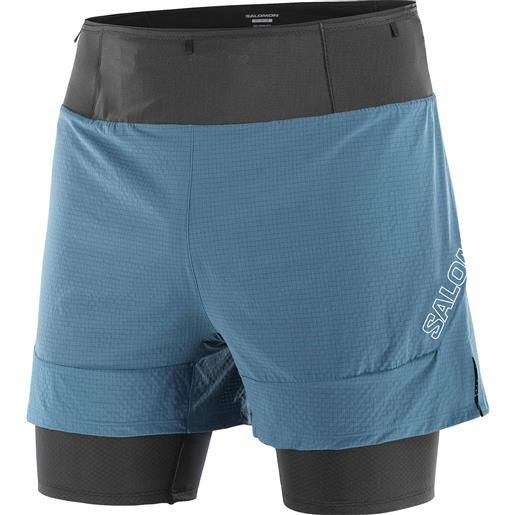Salomon - pantaloncini da trail - sense 2in1 shorts m deep dive per uomo in silicone - taglia s, m, l, xl - blu