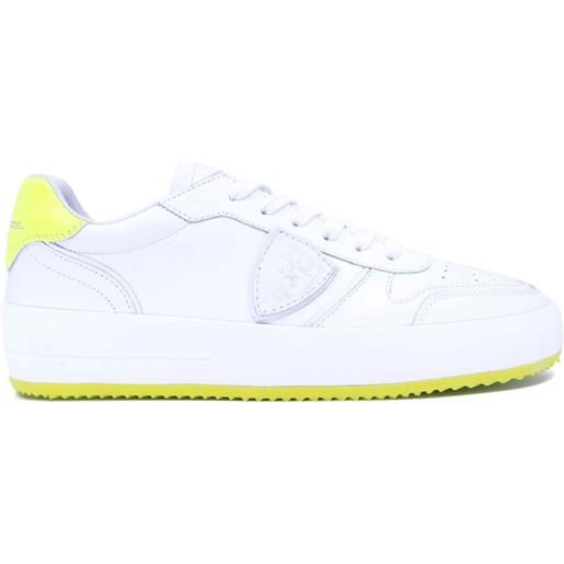 Philippe Model sneakers nice bianca e giallo fluo