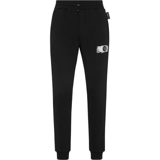 Plein Sport pantaloni sportivi con placca logo - nero