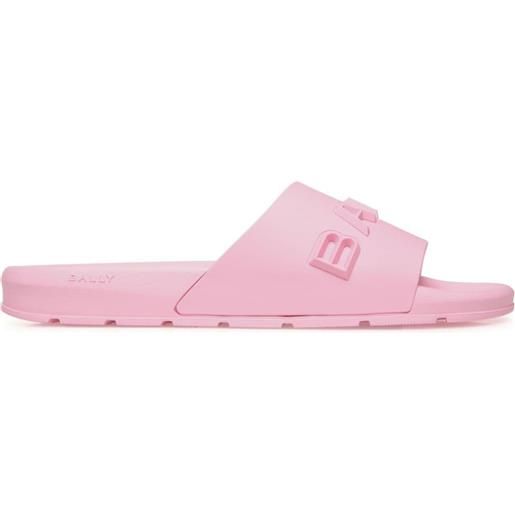 Bally sandali slides con logo goffrato - rosa