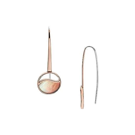 Skagen orecchini da donna , orecchini in acciaio inossidabile con apertura a strappo, oro rosa (rose gold)