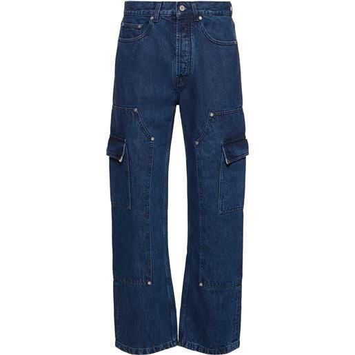 PALM ANGELS jeans cargo metal frame in denim di cotone