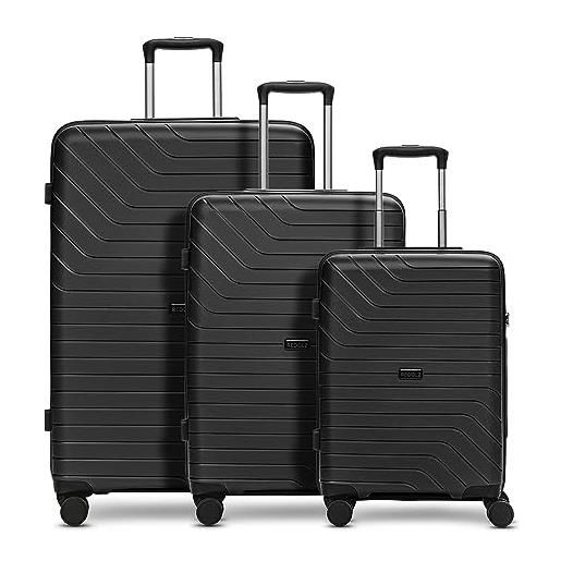 REDOLZ essentials 05 valigie rigide set 3 pezzi | in polipropilene leggero di alta qualità | 4 rulli doppi e serratura tsa per uomo & donna