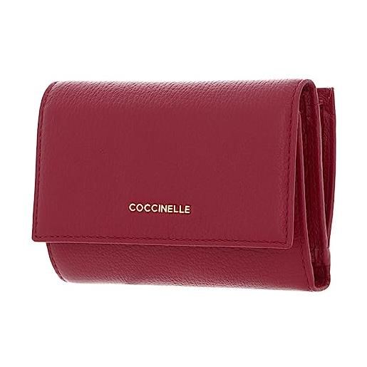 Coccinelle metallic soft wallet grainy leather garnet red